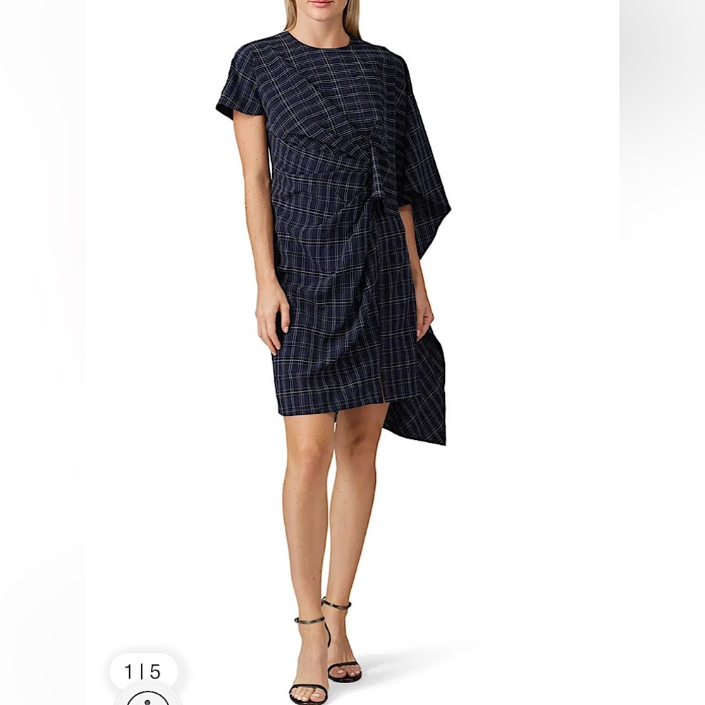 Prabal Gurung Navy Plaid Cape Dress - NWOT, size 6 - Picture 3 of 6